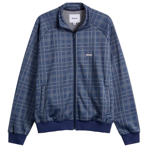 Men's Tricot Track Jacket in Navy Plaid