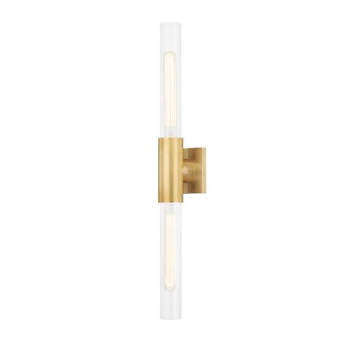 Aged Brass Two Light Wall Sconce from the Asher Collection