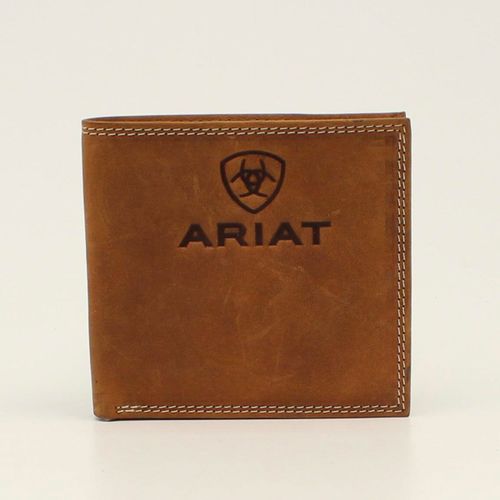 Men's Bifold Wallet Stacked Logo Bag in Medium Brown, Size OS, by