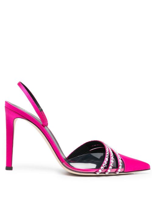 Gem-embellished 110mm heeled pumps - Pink