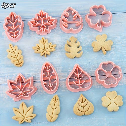 TEMU 8pcs Leaf-shaped Cookie Cutter Set, Maple Leaf Earring Pattern, Suitable For Biscuit And Cake Mold Fondant Baking Too