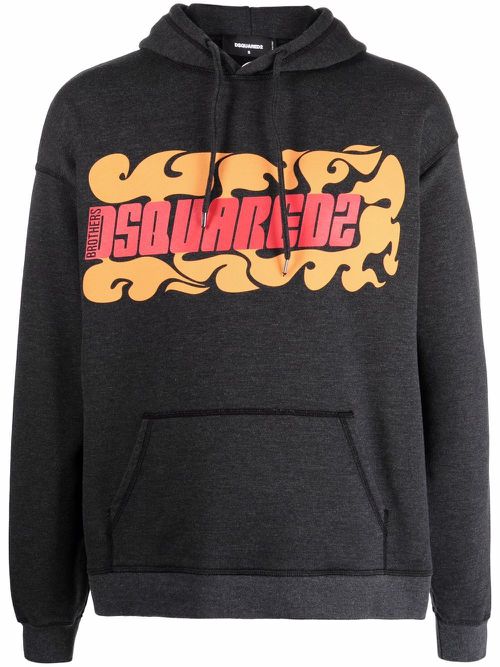 Logo-print relaxed hoodie - Grey