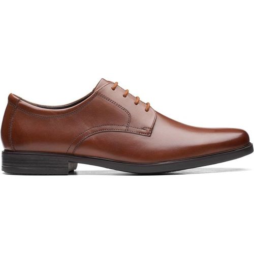 Clarks Men's Howard Walk Dark Tan Leather Lace Up, Derby Shoes in Brown | : 9/Wide Fit