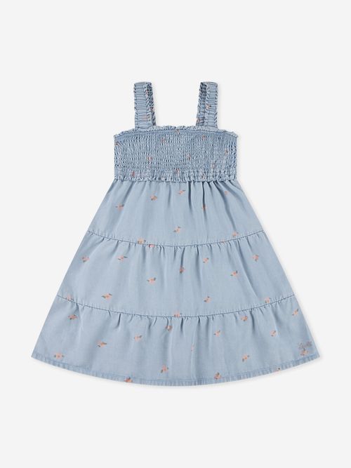 Levi's Kids Wear Girls Baby Doll Smocked Dress in Blue 10 Yrs