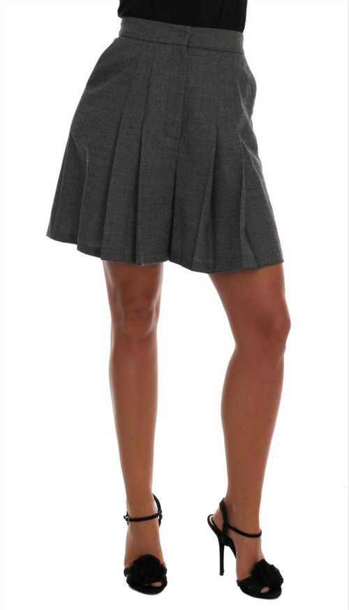 Wool High-Waist Mini Shorts — Gray