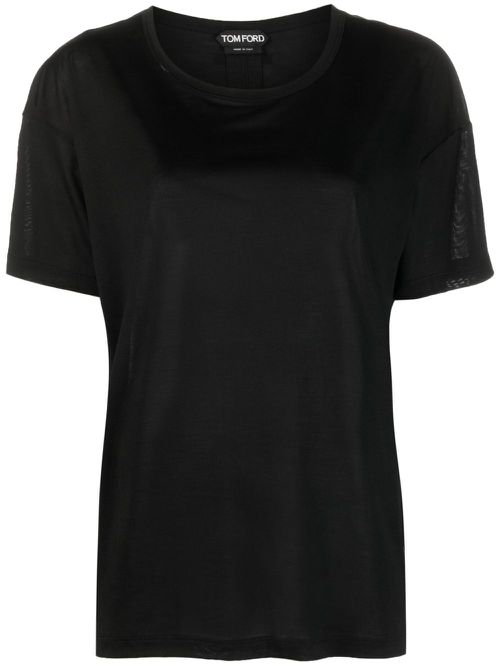 Short-sleeved silk T-shirt - Black