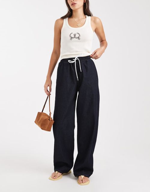 Elasticated baggy jean in indigo wash-Blue