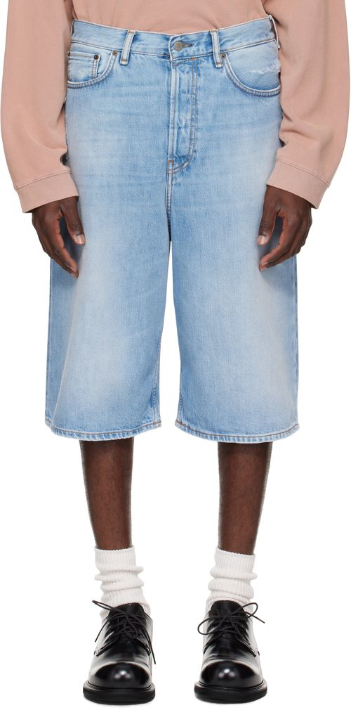 Blue Loose-Fit Denim Shorts