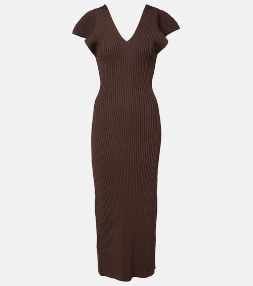 Trey ruffled ribbed-knit gown