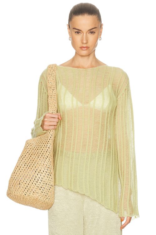 The Elder Statesman Nimbus Lola Pullover Sweater in Sage - Green. M also in