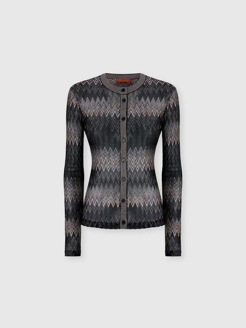 Missoni - Viscose lamé chevron crewneck cardigan, Women, Black
