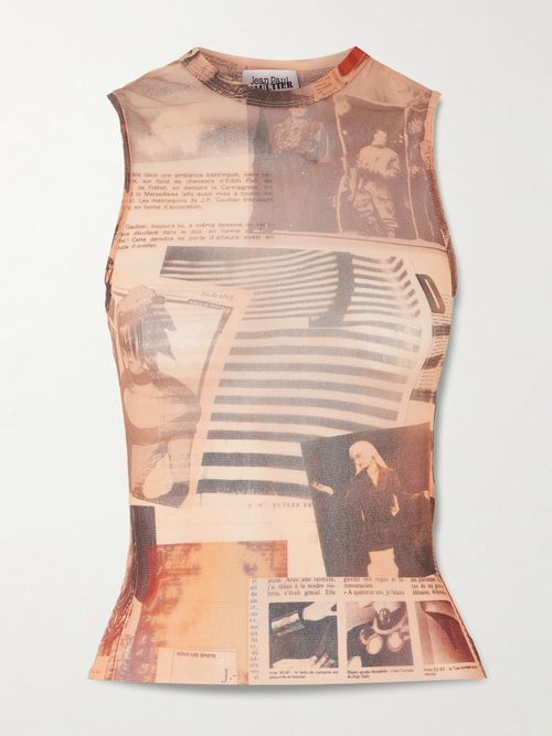 Journal Printed Mesh Top - Neutrals