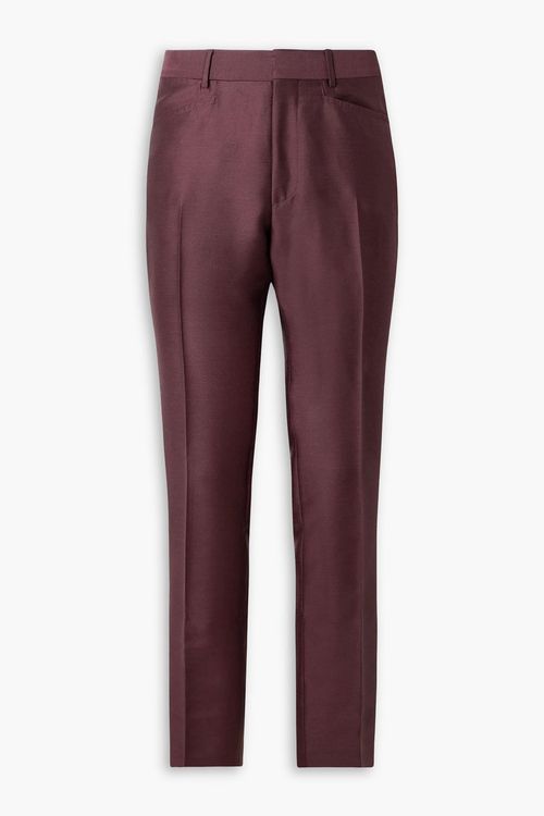 Dyllan straight-leg wool, mohair and silk-blend twill pants - Burgundy - IT 52