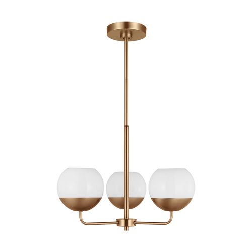 Satin Brass Three Light Chandelier from the Alvin Collection