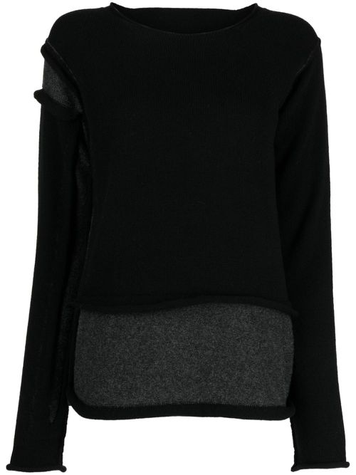 Long-sleeve knitted top - Black