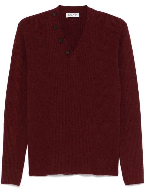 Button-embellishment sweater - Red