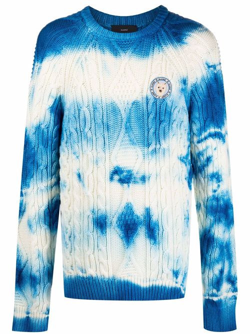 Tie-dye cable-knit jumper - White