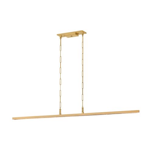 Vintage Brass LED Linear Pendant from the Cortina Collection