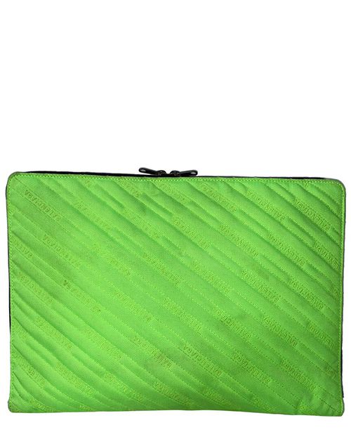 Balenciaga Green Nylon Logo Explorer Zipped Clutch Bag (Authentic Pre-Owned)