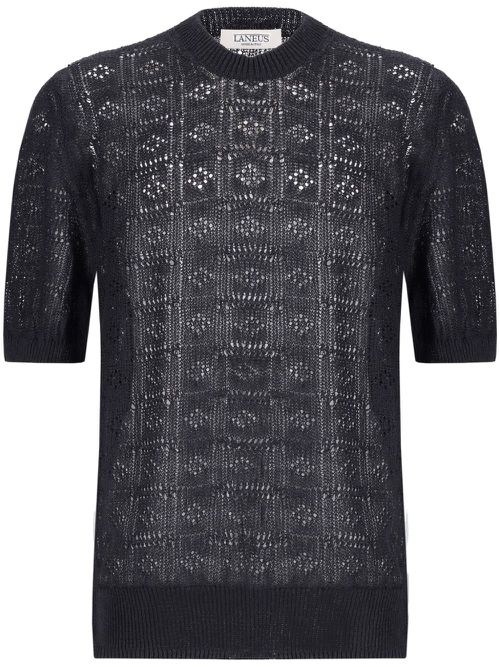 Laneus pointelle-knit T-shirt - Black