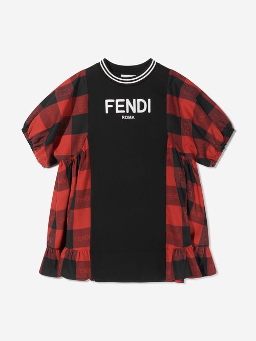 Girls Checked A-Line Dress in Black 10 Years By Childsplay Clothing