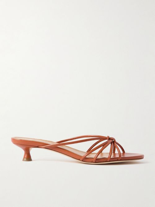 Milla Knotted Leather Sandals - Orange