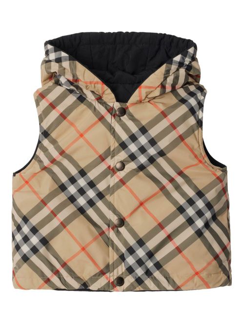 Reversible check-print gilet - Neutrals