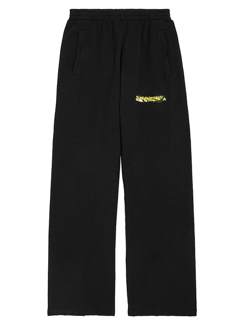Men's Messy Spray Baggy Sweatpants - Black