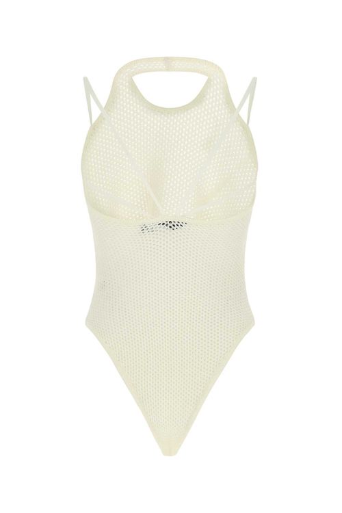 ANDREĀDAMO Ivory Stretch Viscose Blend Bodysuit