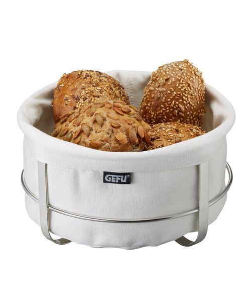 Stainless Steel and Cotton White Bread Basket - White
