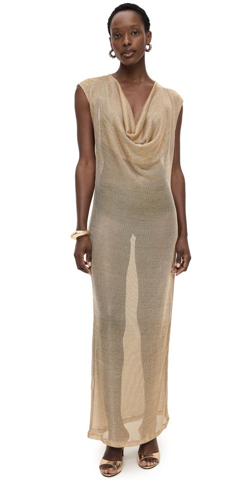 Draped Maxi Dress Gold