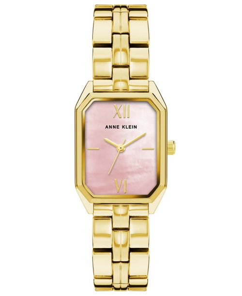 Women's Three Hand Quartz Gold-Tone Alloy Link Bracelet Watch, 24mm - Gold, Beige