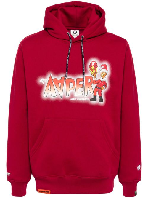 AAPE BY *A BATHING APE® 남성 그래픽 프린트 후디 - 레드 ASWC318XXN