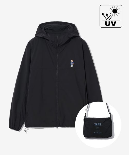 EMBROIDERY DAN LIGHTWEIGHT PACKABLE WINDBREAKER BLACK