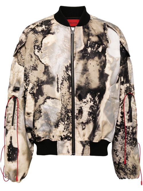 Erosion abstract-print bomber jacket - Brown