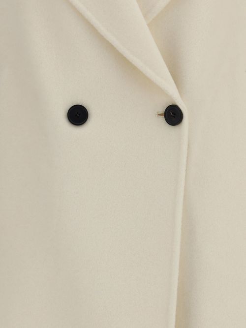 Double-Breasted Wool Blend Coat — Cream