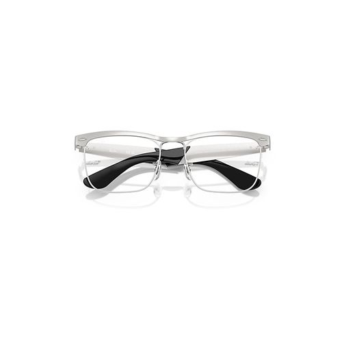 Ray-Ban Wayfarer Deluxe Optics Eyeglasses Sandblasted Silver Frame Clear Lenses Polarized