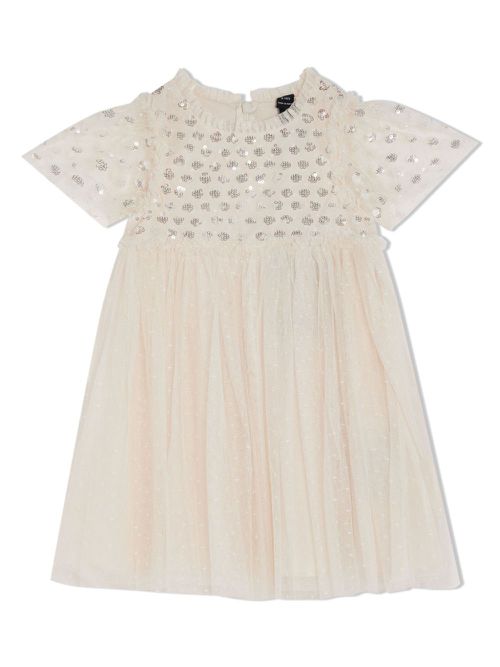 Thea sequinned tulle dress - Neutrals