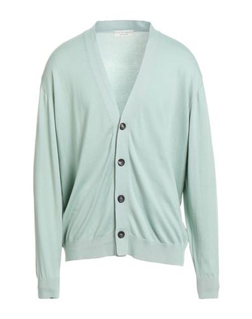 Man Cardigan Turquoise Size 48 Cotton