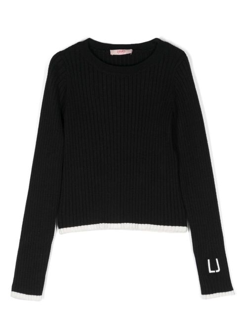 Logo-embroidered sweater - Black