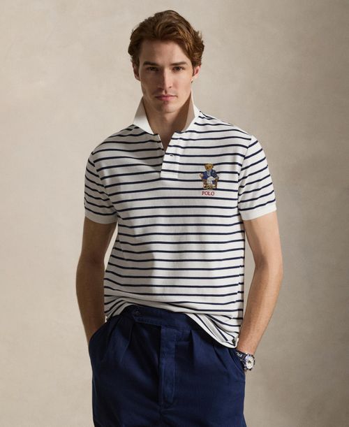Custom Slim-Fit Polo Bear Polo Shirt - Newport Bear White/Newport Navy