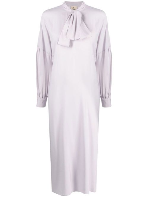 Scarf-detail midi dress - Purple