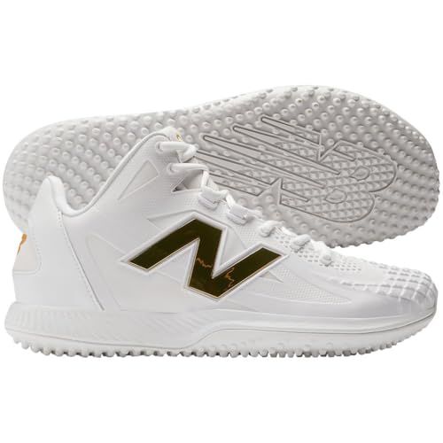 New Balance Men's Ohtani 1 Baseball Turf Shoes White/Gold Medium