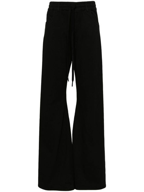 Drawstring flared trousers - Black