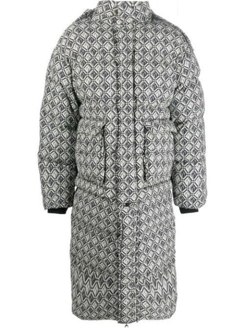 Moon Diamond-pattern oversized puffer coat