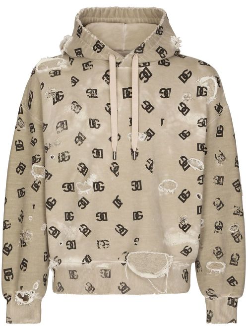 Logo-print cotton hoodie - Neutrals