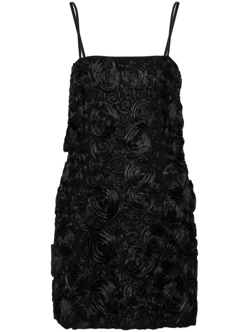 Floral-appliqué mini dress - Black