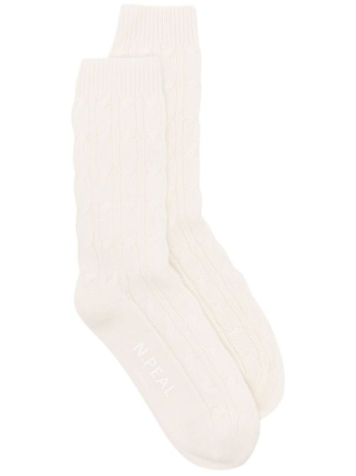 Cable-knit cashmere socks - Neutrals