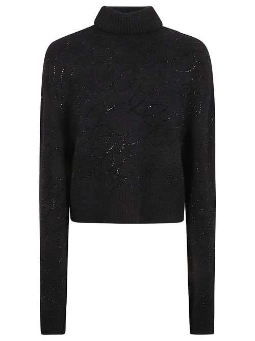 Roll Neck Embellished Knit Sweater