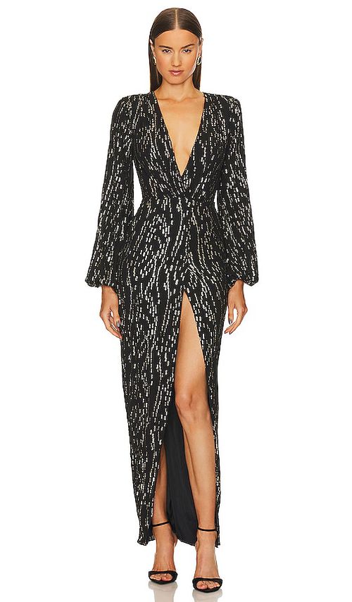 Michael Costello x REVOLVE Oberon Gown in Black.  XXS. Also in